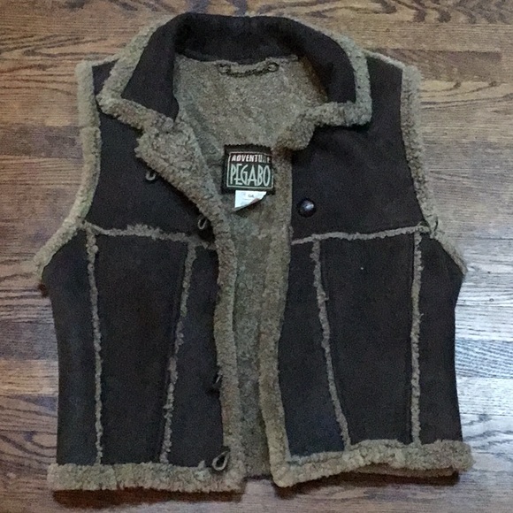 Brown Shearling Vest - Picture 1 of 8